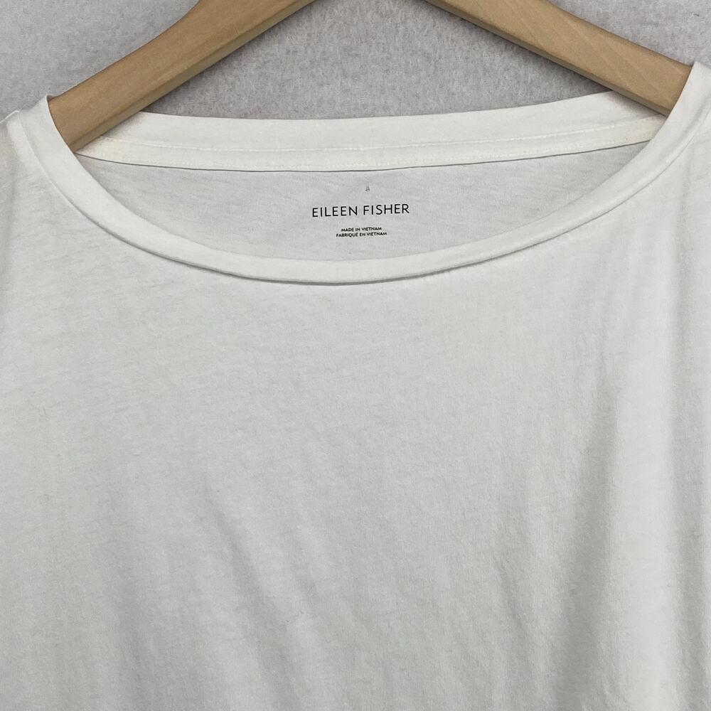 EILEEN FISHER Top L Slub Organic Cotton Jersey Oversized Boxy Dolman White - Picture 4 of 11